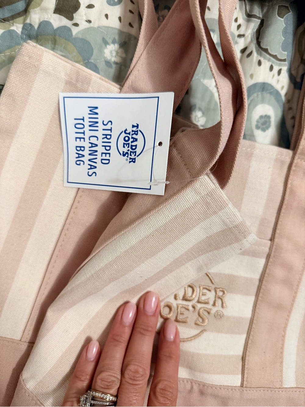 Trader Joe’s tan Stripe Canvas Tote Bag - Picture 2 of 2